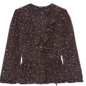 Madewell 100% silk multicolor star print blouse